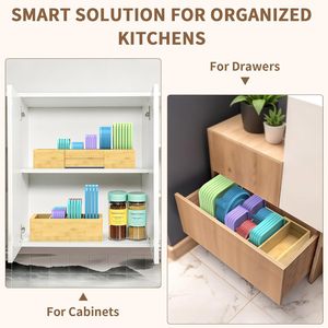 Organisateur de couvercles de cuisine extensible sur mesure pour armoire, couvercles, garde-manger, tiroir et comptoir, avec 3 séparateurs réglables - Product Image 6