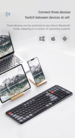 Keyboard Gaming Mekanik Mini Nirkabel Dual Mode Isi Ulang 2.4Ghz USB Type C, Dapat Terhubung ke 3 Perangkat, 99 Tombol