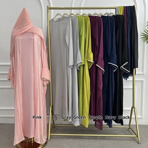 Loriya Solid Color 3pcs New Modest Abaya Set Dubai Abaya with Inner Dress and Hijab Islamic Clothing Women Abaya Muslim Dress - Product Image 2