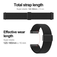 Vente en gros de bracelets en nylon tressé magnétique respirant et élastique de 20 mm et 22 mm pour montre, design sport, compatible universel