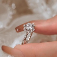 Bague Solitaire Tendance en Moissanite Forme Tournesol, Argent 925, Clarté VVS, pour Fiançailles, Vente en Gros, Bijoux en Vrac, Fabrication OEM ODM