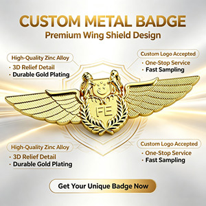 Vente en gros YIZHE – Écusson en alliage de zinc électroplaqué et émaillé sur mesure pour ailes, pour conception personnalisée, badge d'aile doré <span class=keywords><strong>junior</strong></span>/senior - Product Image 1