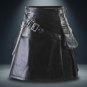 Le kilt en cuir viking Gladiateur utilitaire noir - Product Image 3