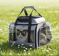 Sac de transport pour animaux de compagnie de grande capacité avec bandoulière, pliable, en maille, pour chat