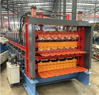Machine automatique à trois couches pour la production de tuiles en acier coloré, avec moteur, engrenages, roulements et contrôle PLC