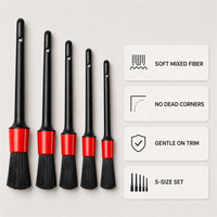 Lot de 5 brosses de nettoyage pour intérieur de voiture, fibres mixtes, poils doux, pour fentes et aérations, poignée ergonomique, trou de suspension, logo personnalisé