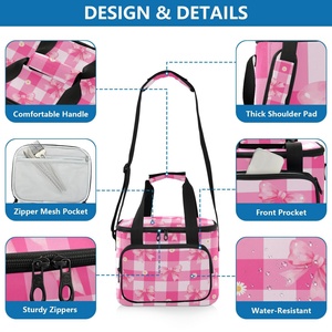 New Arrival Custom Pink Bows Print Large Capacity Waterproof Insulated <b>Cooler</b> Bags Thermal Lunch Bag for Women Men - Product Image 4