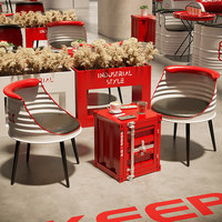 Ensemble table et chaises de camping d'extérieur, mobilier moderne en métal et fer, idéal pour les centres commerciaux, les salons de thé et les espaces publics.
