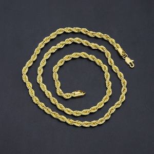 Collar de Cadena Trenzada de Latón Chapado en Oro de 24K al por Mayor para Hombre/Mujer con Cuentas, Joyería de Moda para Regalo - Product Image 3