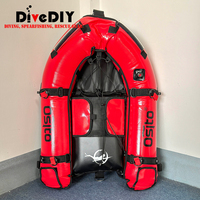 Bateau de plongée gonflable pour la pêche sous-marine avec 3 compartiments, plateforme de plongée en PVC renforcé avec pompe à air et drapeau de plongée, robuste
