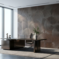Panneaux muraux en bois artistiques 3D modernes, texture circulaire sur mesure, panneau décoratif en MDF sculpté pour mur d'accentuation intérieur de luxe