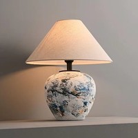 Lampe de table en céramique de style chinois moderne, rétro, pour chambre à coucher, salon, bureau, hôtel, chambre d'hôtes, chambre modèle, lampe de chevet décorative