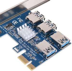 Pcie 1 Đến 4 Cổng Pcie Riser Card, Pcie Splitter 1 Đến 4, Pcie Multiplier Risers 1X Để Bên Ngoài 4 PCI-E USB3.0 Adapter