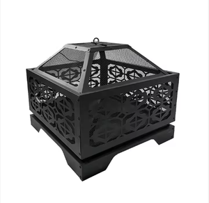 Brasero d'extérieur rond multifonctionnel détachable et assemblable, grand modèle, avec couvercle en maille, table brasero à bois - Product Image 2