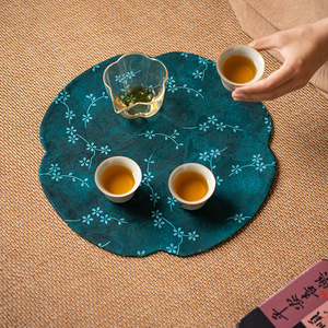 Chinese Style Brocade Waterproof Tea Mat <b>Round</b> Double Sided Printed Fabric <b>Table</b> Runner For Tea Tray Coffee <b>Table</b> Home Decor - Product Image 3
