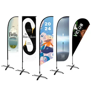 Nuoxin Custom Advertisement Flags Ground Steak Outdoor Large Marketing Banner Miniature Tear Drop Feather Flags with Stands