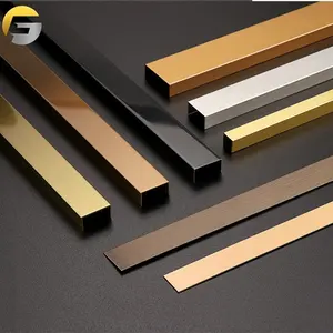 AN802 Fábrica Fornecimento Boa Qualidade Tiras De Aço Inoxidável Metal Tile Trim Para Decoração Interior Projeto