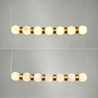 Lustre Linéaire Créatif en Laiton Massif et Albâtre, Vente Directe Usine, Luminaire LED Moderne Minimaliste, Blanc Chaud 2700K, IRC 90