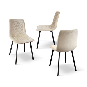 Arianna <b>Chair</b> <b>Set</b> <b>Of</b> <b>4</b> Beige Velvet Metal Base Indoor <b>Dining</b> <b>Chairs</b> - Product Image 2