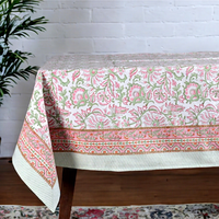Nappe en coton imprimée à la main, motif floral, qualité supérieure, écologique, fabriquée en Inde, avec options personnalisables