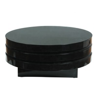 Table basse moderne noire MDF ronde brillante pivotante pliable minimaliste multifonctionnelle pour meubles de maison