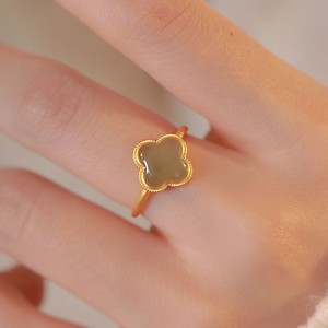 Hetian Jade Four Leaf Clover Ring For Women Adjustable Bezel Setting Gift Jewelry - Product Image 4