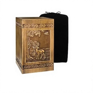 Urna de cremación de madera para cenizas humanas Adulto Hombre Mujer Funeral Deer Memorial Urna decorativa Caja de ataúdes para cenizas con bolsa gratis - Product Image 1
