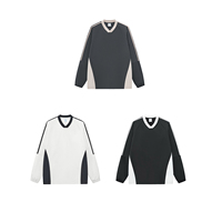 HEPL014 nouveau Style Preppy 285gsm Patchwork couleur col en V chemise à manches longues personnaliser logo quantité minimale de commande 1pc