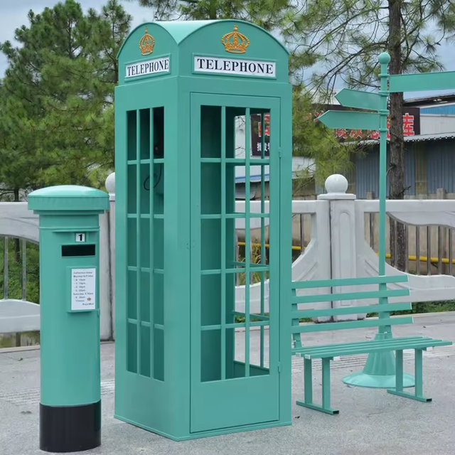 Interior Decorative Iron London Telephone Booth for Shopping Mall Decoration