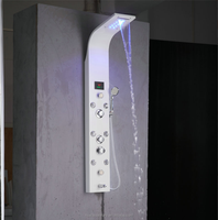 Jets de douche à led hydro, panneau de douche de luxe multifonction noir moderne massage, 6 pièces