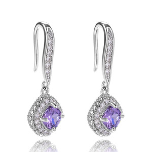 Pendientes colgantes clásicos con forma de gota de agua y diamantes de imitación, chapados en rodio, para mujer, joyería de boda, pendientes colgantes de moda - Product Image 4