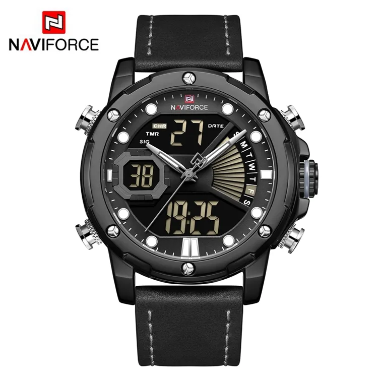 NAVIFORCE NF9172 jam tangan kuarsa Pergerakan Jepang utara jam tangan olahraga kulit modis pria 2023