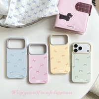 Coque de téléphone antichoc en TPU premium à motif pois et nœud papillon color-block pour iPhone 17 Pro Max et iPhone 13, style doux et délicat