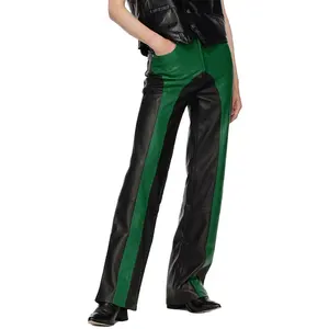 Men's High Waist Slim Faux Leather Pants Casual Daily Hip Hop Use in Red/Green Black Colorblock Artificial PU Leather Trousers