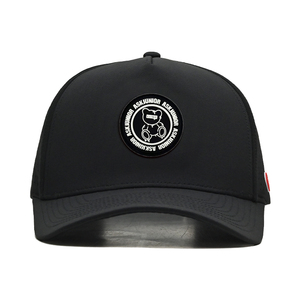Tùy Chỉnh Màu Đen Merlin Không Thấm Nước Hat <span class=keywords><strong>Polyester</strong></span> Vải Màu Đen Rắn Màu Hat Tùy Chỉnh PVC Cao Su Biểu Tượng Người Đàn Ông Của Bóng Chày Hat - Product Image 2