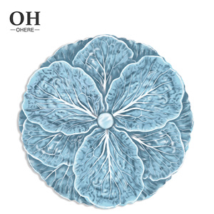 Assiettes de <span class=keywords><strong>service</strong></span> en <span class=keywords><strong>porcelaine</strong></span> fine bleue personnalisées et écologiques pour mariages et fêtes – Assiettes de présentation en céramique vernissée - Product Image 3