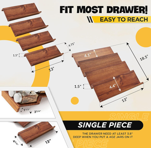 Portaspezie <span class=keywords><strong>in</strong></span> <span class=keywords><strong>Legno</strong></span> di Acacia, Organizzatore per <span class=keywords><strong>Spezie</strong></span>, Set per Piano di Lavoro della Cucina - Product Image 2