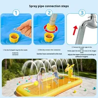 Piscine gonflable carrée en PVC pour enfants, avec jets d'eau extérieurs, motif girafe de dessin animé, jouet de bain pour bébé, piscine à balles