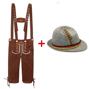 Conjunto de Lederhosen y Sombrero Azul para Hombre, Estilo Oktoberfest Alemán, Apto para las Cuatro Estaciones, Tratamiento Antiarrugas, para Disfraz de Festival de la Cerveza - Product Image 2