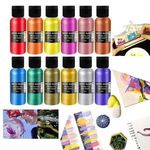 Timesrui 12 Colors Water-based Metallic Paint Metal Acrylic Paint Non-fading Art Paint For Artists Beginners And Children