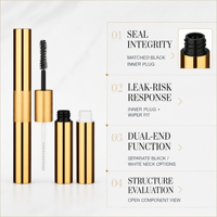 Tubes de mascara et de brillant à lèvres en aluminium double face 2-en-1 personnalisables avec logo, tubes de brillant à lèvres mats transparents avec pinceau