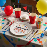 Safari Animaux Fournitures De Fête D'anniversaire Ensemble De Vaisselle Jetable Assiettes En Papier Tasses Serviettes