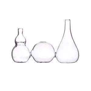 Water Drop Round Gourd Triplet Mini Aquatic Plant Transparent Glass Vase