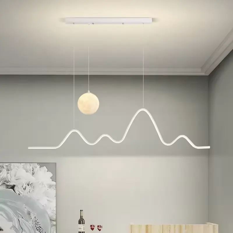 Geometria moderna lampada a sospensione lineare a LED creativa lampada luna arco collina lustres lampadario sala da pranzo luce pendente