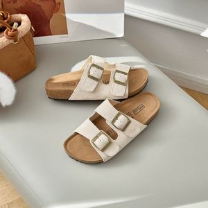 2025, <span class=keywords><strong>Sandalias</strong></span> planas Birkenth para mujer, diseño de punta abierta, cuero completo con plataforma inferior gruesa, tendencia de moda sin cordones para exteriores de verano - Product Image 3