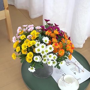 Ins fiore artificiale piccola <span class=keywords><strong>margherita</strong></span> protezione UV verde pianta artificiale Bouquet di fiori resistente UV decorazione per finestra giardino <span class=keywords><strong>margherita</strong></span> - Product Image 6