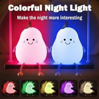 Veilleuse en silicone en forme de poire 2026, couleurs RGB, capteur tactile, pour bébé