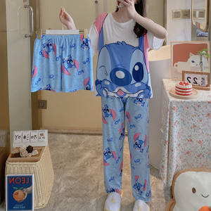 <span class=keywords><strong>Pigiama</strong></span> <span class=keywords><strong>donna</strong></span> estate pantaloni a maniche corte Set 3 pz Homewear Cartoon Casual <span class=keywords><strong>pigiama</strong></span> coreano vestito fresco morbido latte pigiami di seta - Product Image 3