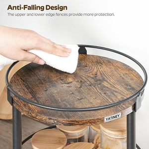 A wood and iron combined storage <b>rack</b>, double-layered and <b>rotatable</b>, suitable for kitchen countertops and <b>spice</b> <b>racks</b>; - Product Image 4