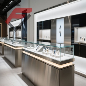 Vitrine de bijoux en fer acrylique MDF de montre d'éclairage LED de luxe pour l'utilisation de centre commercial de salle d'exposition de magasin de détail